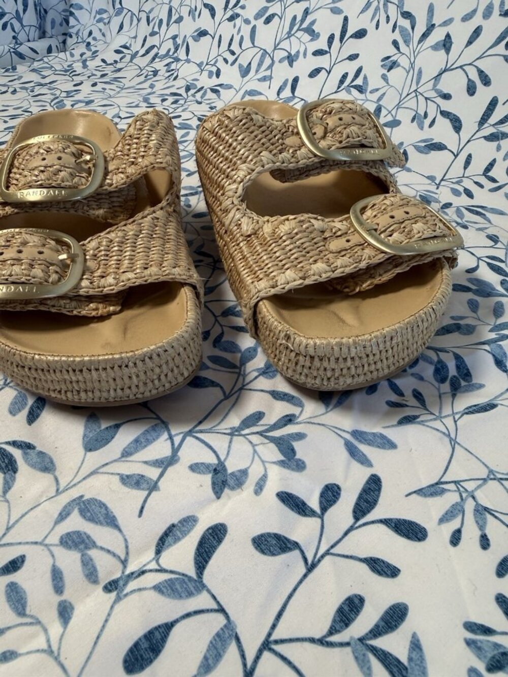 Loeffler Randall Theo Two Strap Chunky Woven Raffia Platform Sandals Size 8 - Picture 12 of 14